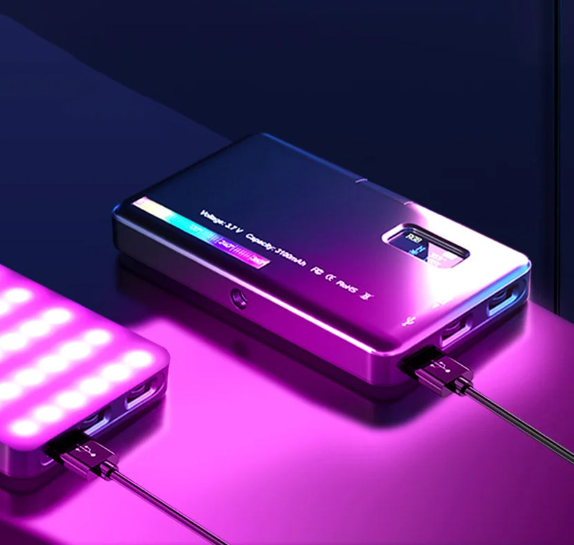 Luz LED RGB - Painel Ajustável, 2500K-9000K, 3100mAh Luz LED RGB - Painel Ajustável, 2500K-9000K, 3100mAh